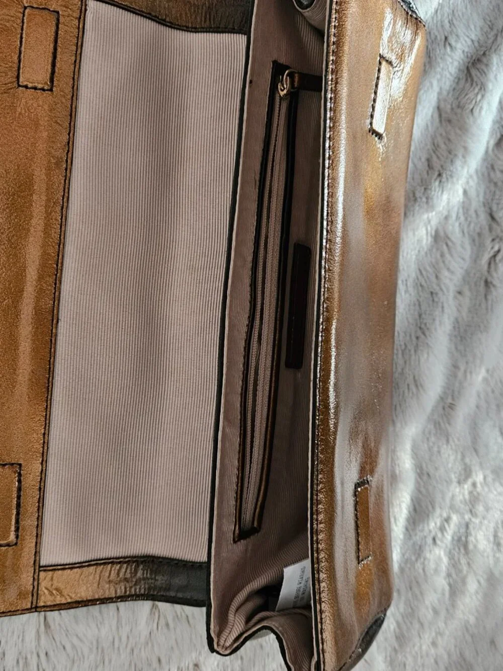 NWT Ann Taylor Bronze Patent Ombre Clutch   {#826-1}